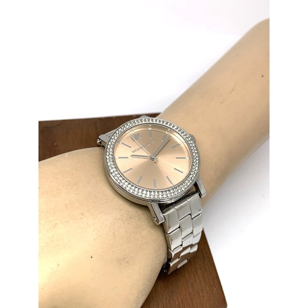 Michael Kors Women's Watch MKO-1050 Quartz Rose Dial Silver Stainless Steel 38mm - Picture 5 of 13